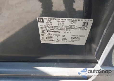 2014 Cadillac Srx Luxury Collection z USA, uszkodzony, nr VIN 3GYFNEE35ES661478